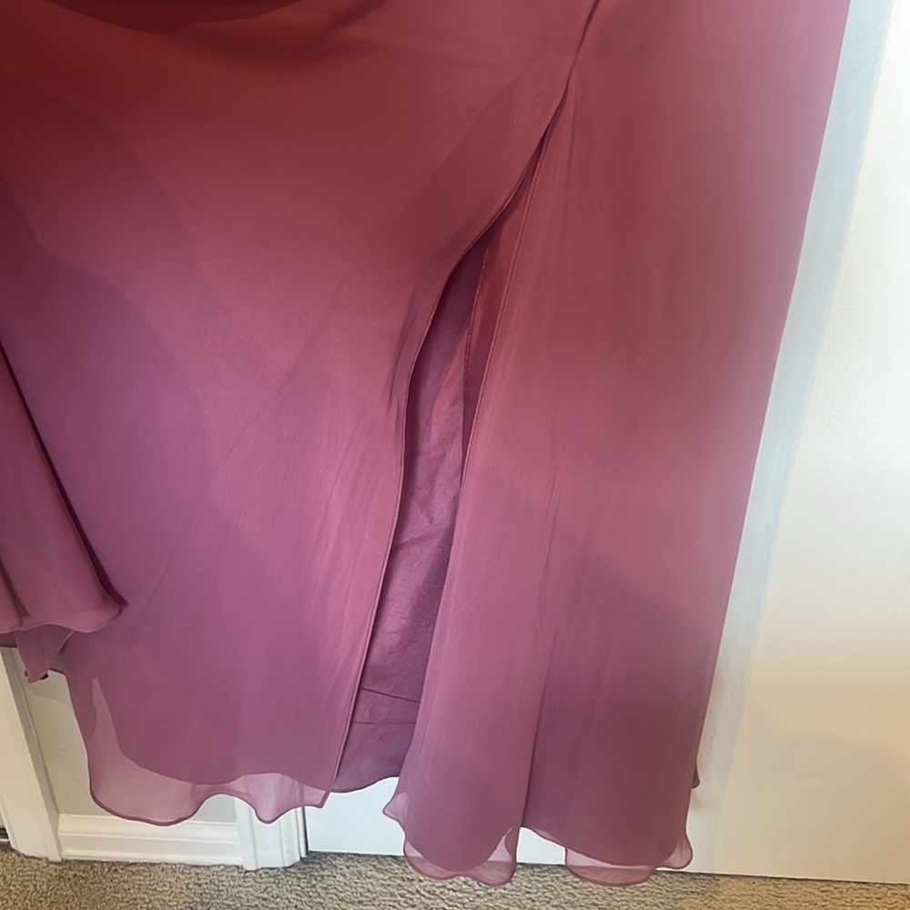 David's Bridal (F19831) Surplice Tank Long Chiffon Bridesmaid Dress in Chianti - Picture 10 of 11
